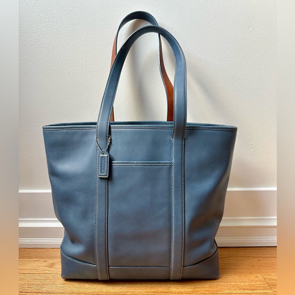 Vintage Coach tote 5187 in blue and brown leather